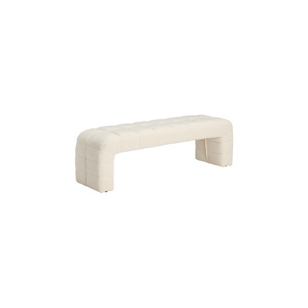 Panchina color crema in imbottito con rivestimento in bouclé Fanita – Ellos Home-image-2