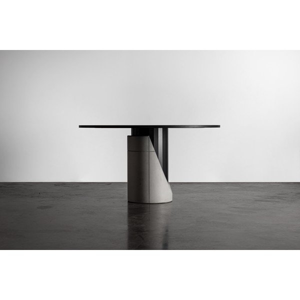 Tavolo da pranzo rotondo con piano in rovere 140x140 cm Sharp - Lyon Béton-image-1
