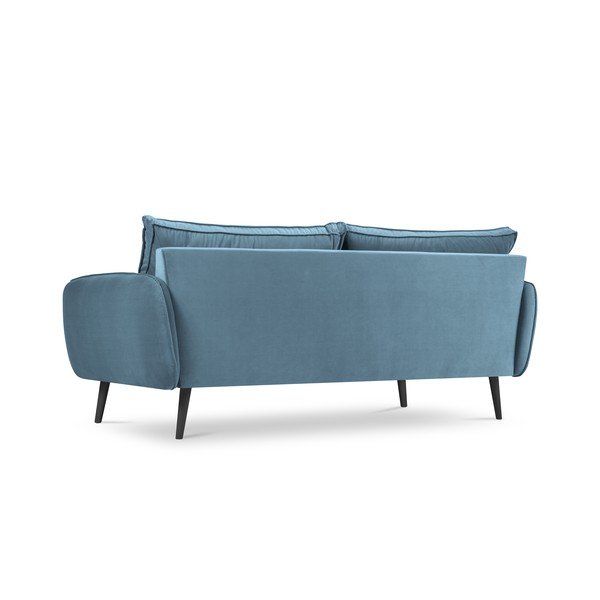 Divano in velluto azzurro con gambe nere, 198 cm Lento - Kooko Home-image-3