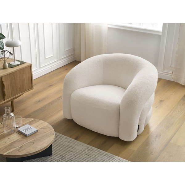 Poltrona beige girevole con rivestimento in bouclé Elina – Bobochic Paris-image-1