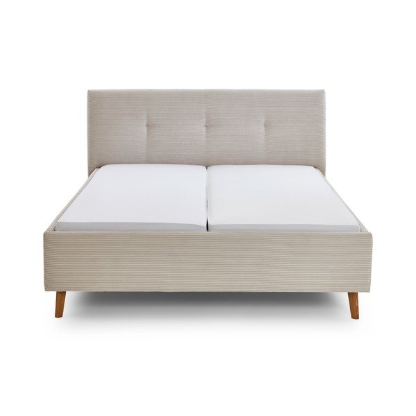 Letto matrimoniale imbottito beige con contenitore con rete inclusa 180x200 cm Madea – Meise Möbel-image-3