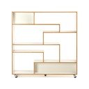 Libreria bianca con bordo in legno 140x143 cm Southbury - Woodman