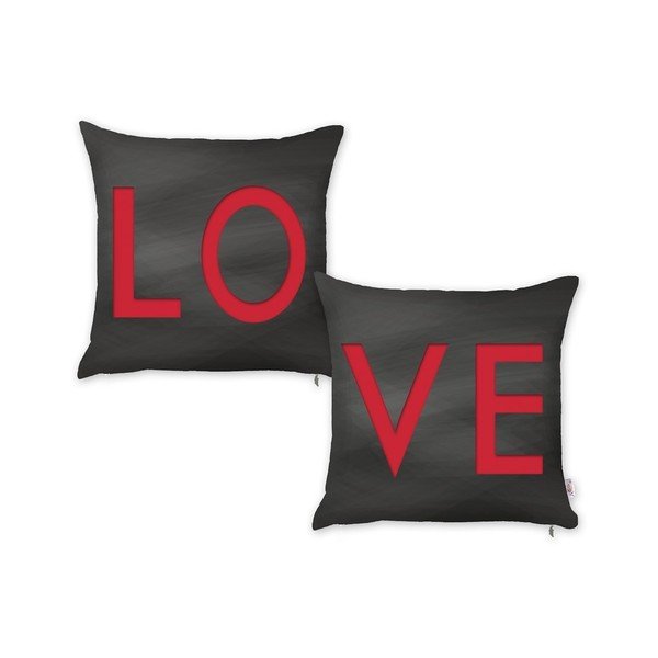 Set di 2 federe nere Mike & Co. NEW YORK Lo-ve, 43 x 43 cm - Mike & Co. NEW YORK