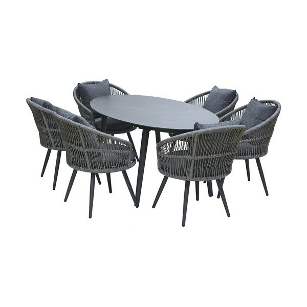 Set da pranzo da giardino in rattan grigio per 6 persone Concord - Rojaplast