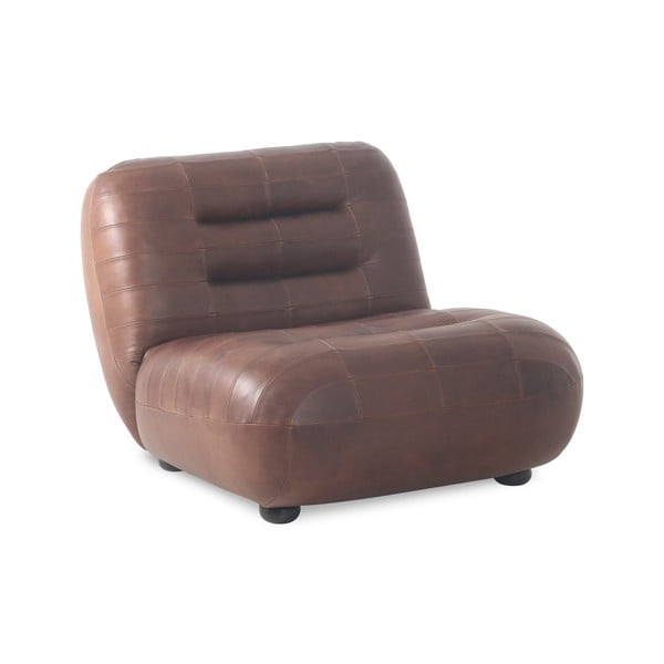 Poltrona marrone con rivestimento in pelle Wyatt – Dutchbone