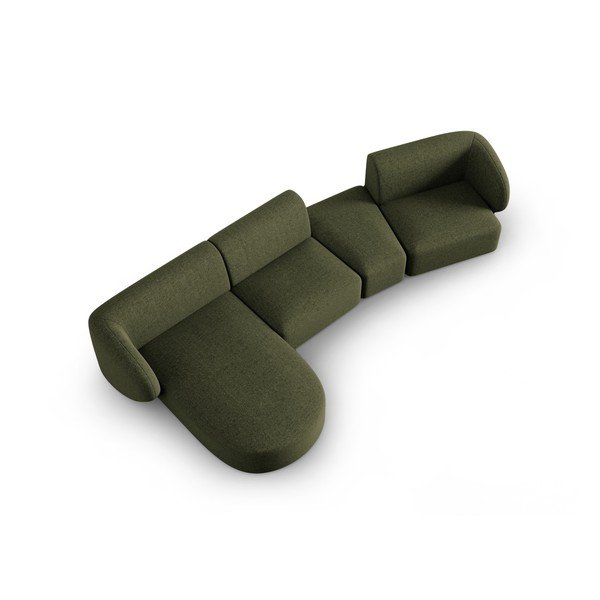 Divano angolare verde (con penisola a sinistra/con chaise lounge) con rivestimento in ciniglia Paolo – Milo Casa-image-1