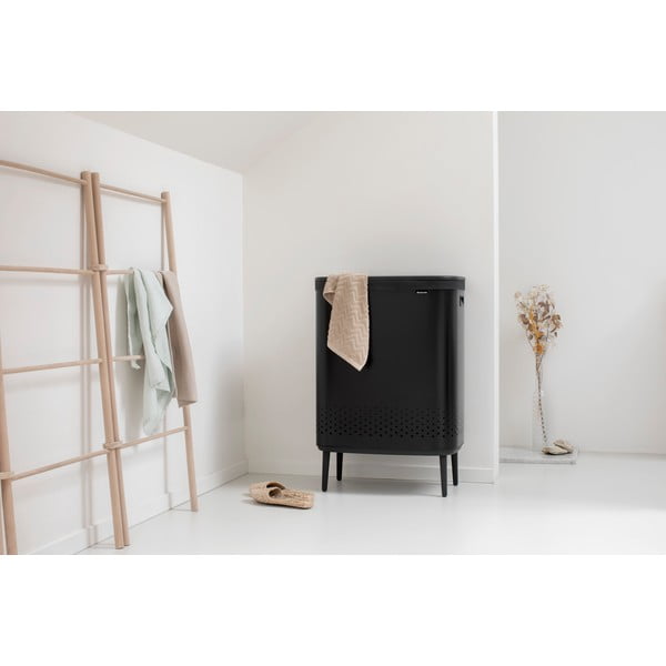 Cesto portabiancheria in metallo nero opaco 90 l Bo Hi - Brabantia-image-1