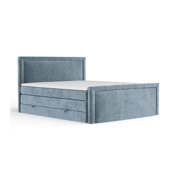 Letto boxspring blu con contenitore 160x200 cm Lavenda – Maison de Rêve