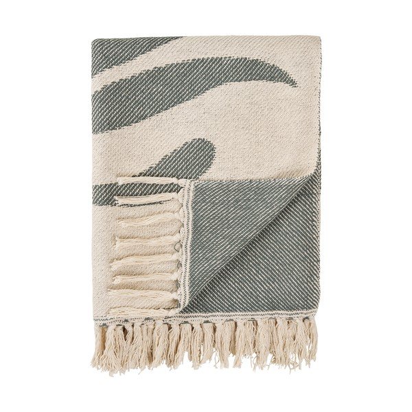 Coperta verde/beige in cotone 130x180 cm Loni – House Nordic-image-3