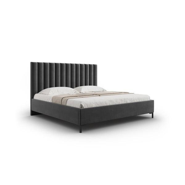 Letto matrimoniale imbottito grigio scuro con contenitore con griglia 180x200 cm Casey - Mazzini Beds