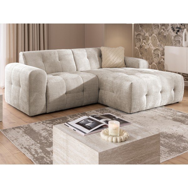 Divano angolare beige (con penisola a destra/con chaise lounge) Melva – Ropez-image-1