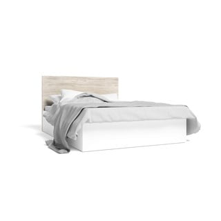 Letto matrimoniale in rovere bianco/naturale con contenitore 140x190 cm Sahara - Marckeric