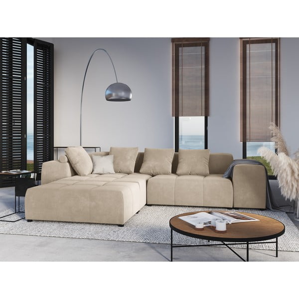 Bracciolo in velluto beige per divano componibile Rome Velvet - Cosmopolitan Design-image-4