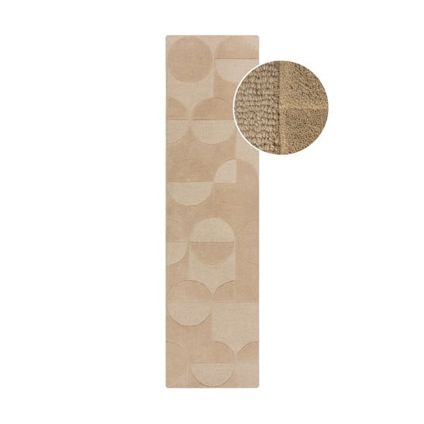 Tappeto beige in lana 60x230 cm Gigi - Flair Rugs