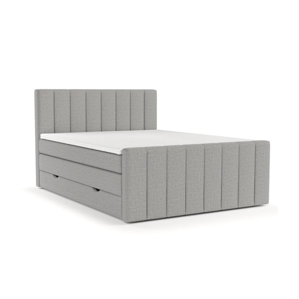 Letto boxspring grigio chiaro con contenitore 180x200 cm Ruby - Maison de Rêve