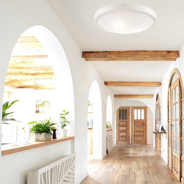 Lampada da soffitto bianca con paralume in vetro Anello - LAMKUR-image-2