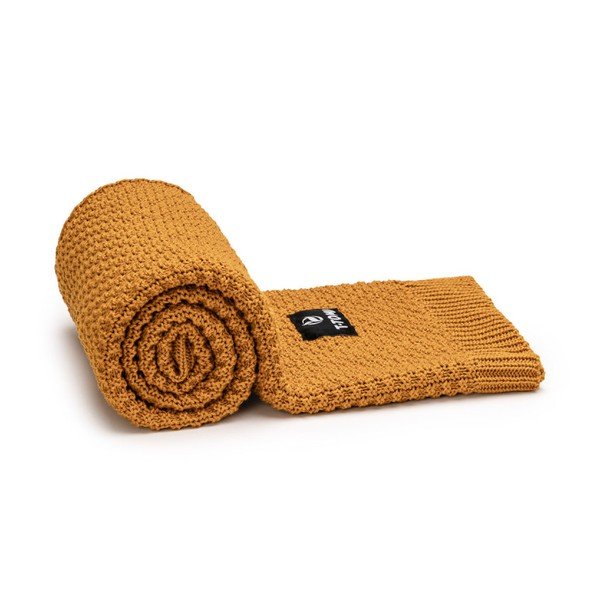 Coperta per neonati in maglia color senape 80x100 cm - T-TOMI