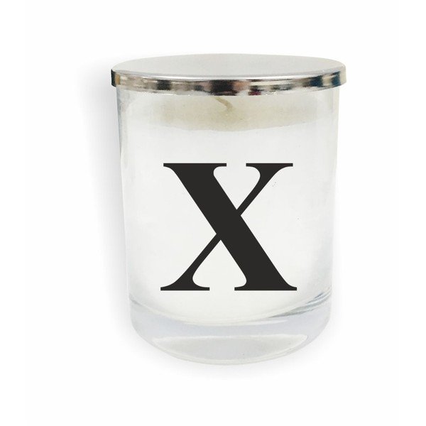 Bílo-černá svíčka North Carolina Scandinavian Home Decors Monogram Glass Candle X