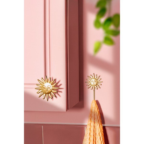 Gancio da parete dorato in metallo Sun – Sass & Belle-image-1
