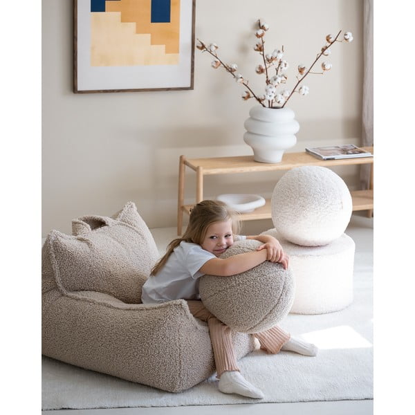 Pouf a sacco per bambini marrone chiaro con rivestimento in bouclé Chair – Wigiwama-image-1