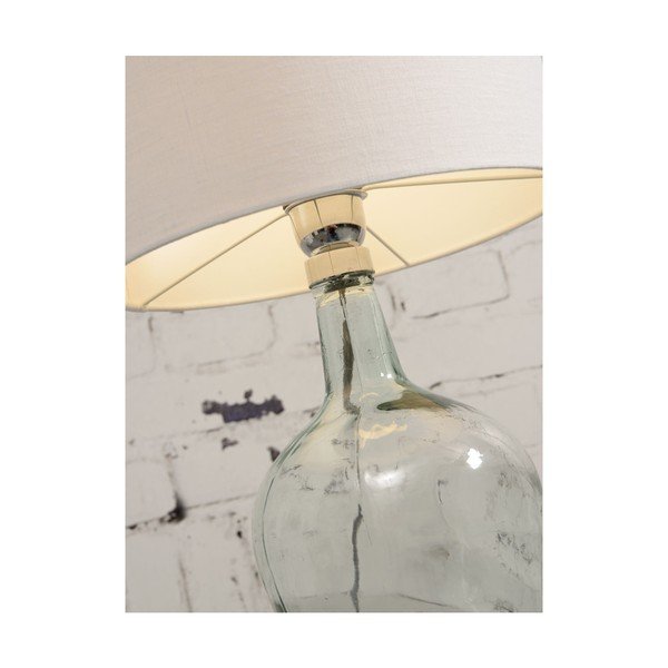 Lampada da tavolo con paralume grigio chiaro e struttura in vetro riciclato di Murano, ⌀ 47 cm - Good&Mojo-image-1