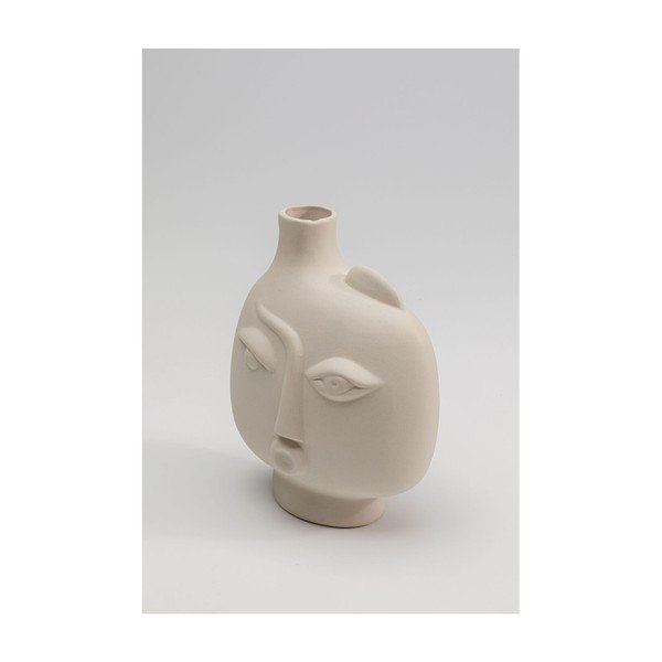 Vaso in ceramica beige dipinto a mano Spherical Face - Kare Design-image-1