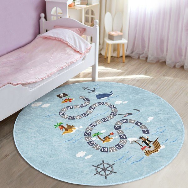 Tappeto azzurro per bambini ø 80 cm Comfort - Mila Home-image-1