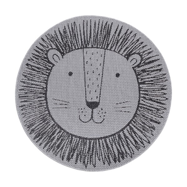 Tappeto grigio per bambini Lion, ø 120 cm - Ragami