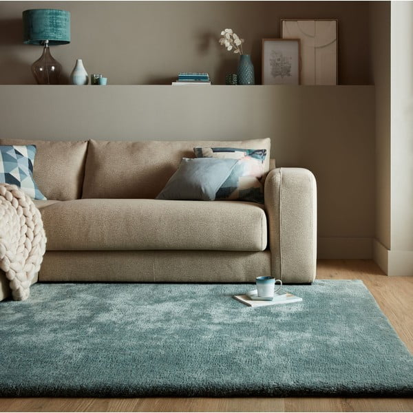 Tappeto in pelliccia sintetica color petrolio 160x230 cm Faroe Wool Look Fur - Flair Rugs-image-1