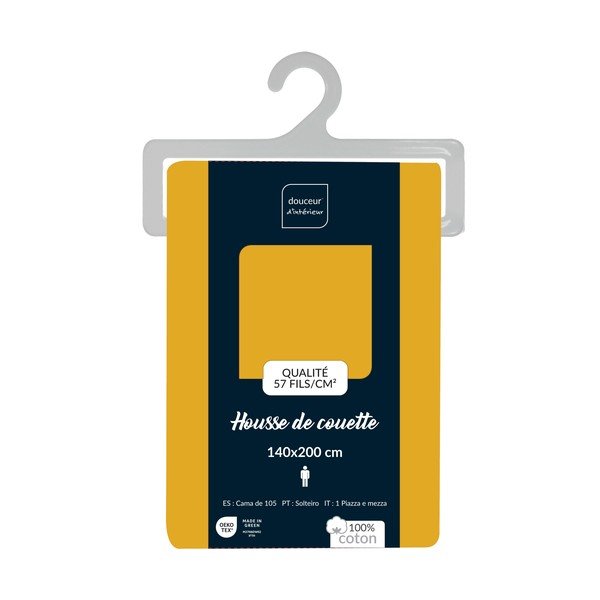 Copripiumino giallo in cotone per letto singolo 140x200 cm Lina – douceur d'intérieur-image-2