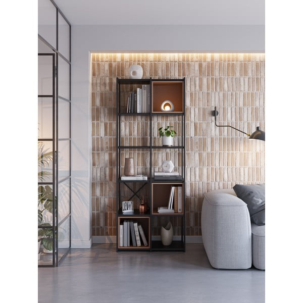 Libreria in nero e mattone 71x179 cm Anya - Marckeric-image-1