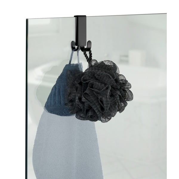 Gancio bifacciale nero per porta della doccia Vieste - Wenko-image-1