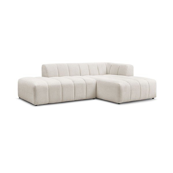 Divano angolare bianco (penisola a destra/chaise lounge) con rivestimento in bouclé Annecy – Bobochic Paris-image-3