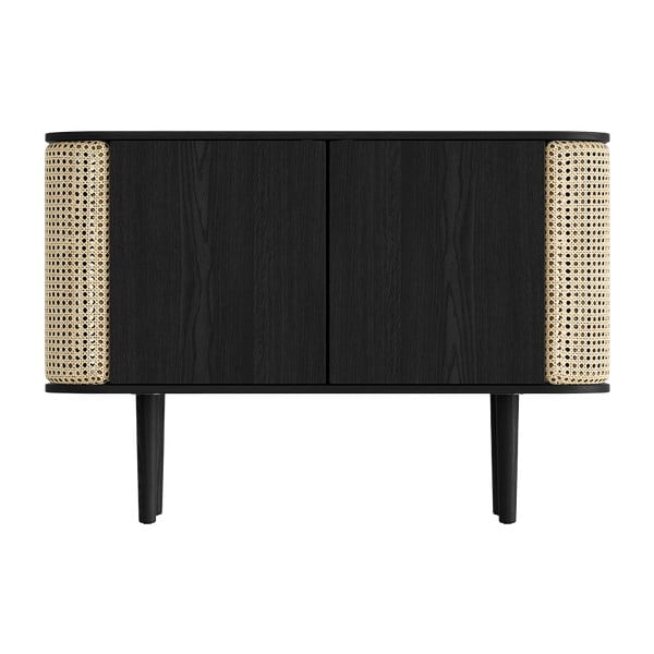 Cassettiera bassa in rovere decorato in nero e naturale 109x75 cm Treasures - UMAGE-image-3