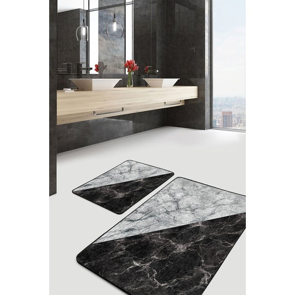 Tappetini da bagno bianchi e neri in set da 2 pezzi 60x100 cm - Mila Home-image-1