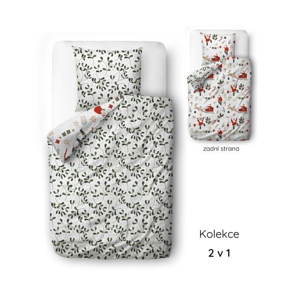 Biancheria da letto bianca in raso di cotone per letto singolo 140x200 cm Santa Likes Mistletoe – Butter Kings