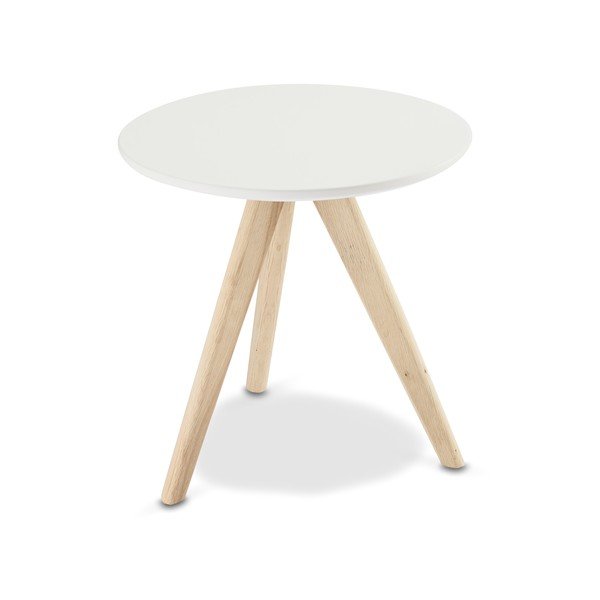 Tavolino bianco con gambe in rovere, Ø 40 cm Life - Furnhouse-image-2