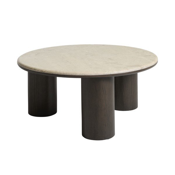 Tavolino da salotto rotondo colore naturale scuro con piano in marmo ø 90 cm Piazze – Unique Furniture