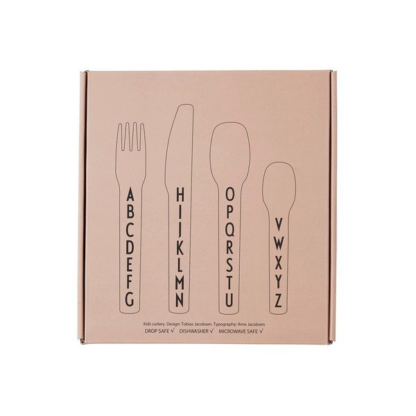 Set di 4 pezzi di posate rosa per bambini - Design Letters-image-2