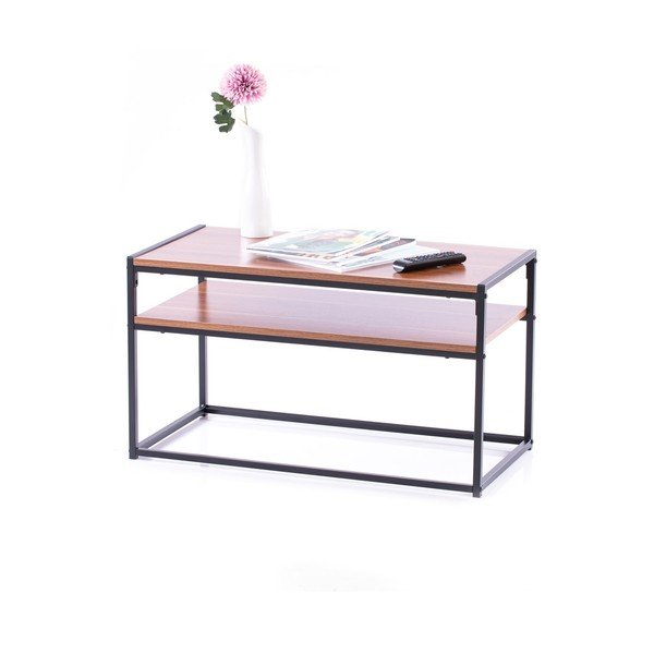 Tavolino marrone con piano in legno di noce 40x80 cm Pjan - Homede-image-3