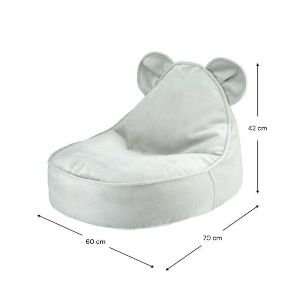 Pouf a sacco per bambini color menta con rivestimento in velluto Bear – Wigiwama-image-4