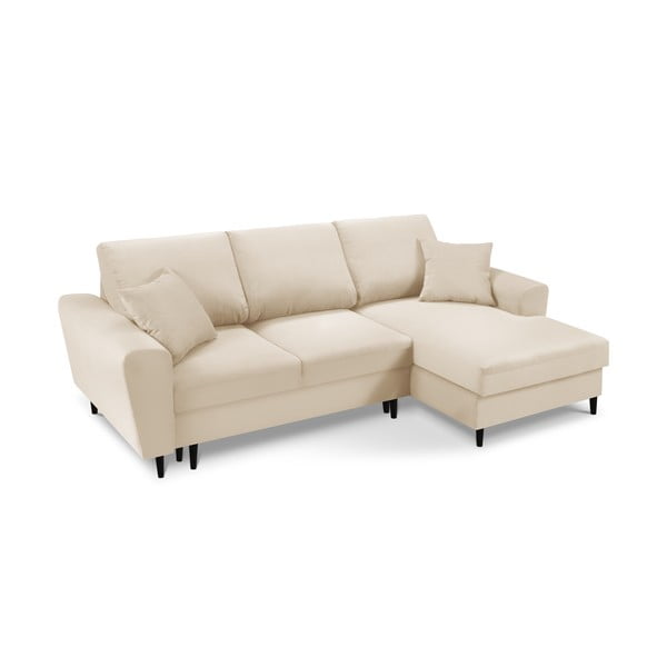 Divano letto angolare beige in velluto a coste , angolo destro Jazz - Kooko Home-image-3