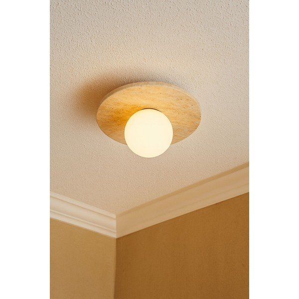 Plafoniera beige in pietra con paralume in vetro ø 12 cm Hilde – Opviq lights-image-1