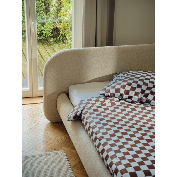 Lenzuolo con angoli azzurro in cotone 180x200 cm Oba – noo.ma-image-1