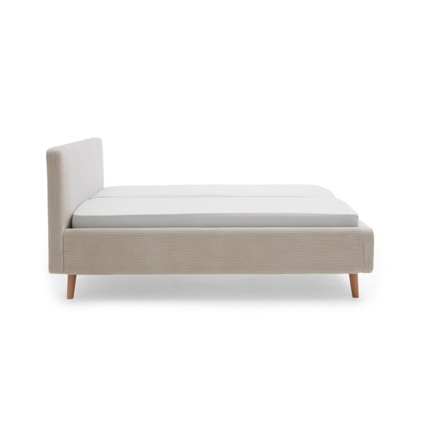 Letto matrimoniale imbottito beige con contenitore con rete inclusa 160x200 cm Mattis Cord – Meise Möbel-image-3