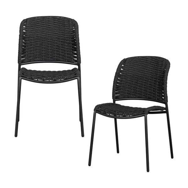 Set di 2 sedie da giardino in metallo nero Taku - Exotan-image-1