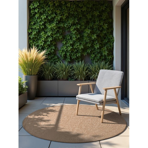 Tappeto da interno/esterno rotondo beige/avorio ø 160 cm Duet Kona – NORTHRUGS-image-1