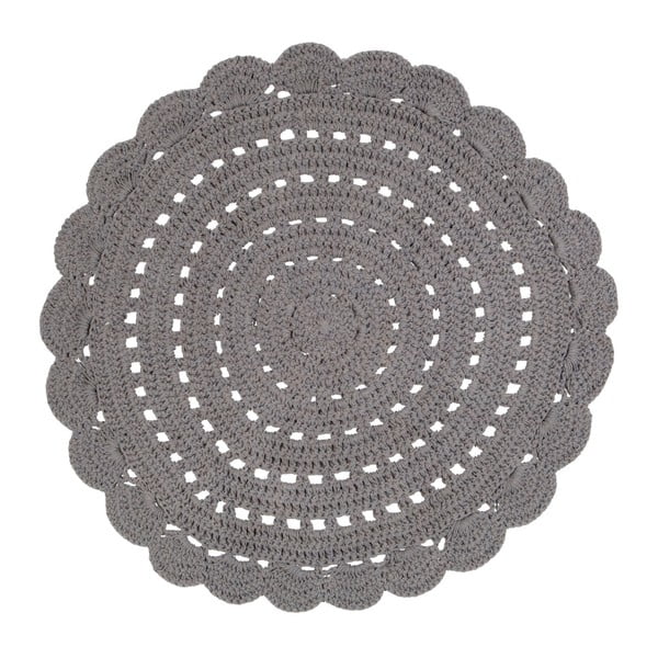 Tappeto rotondo in cotone grigio ø 120 cm Alma - Nattiot
