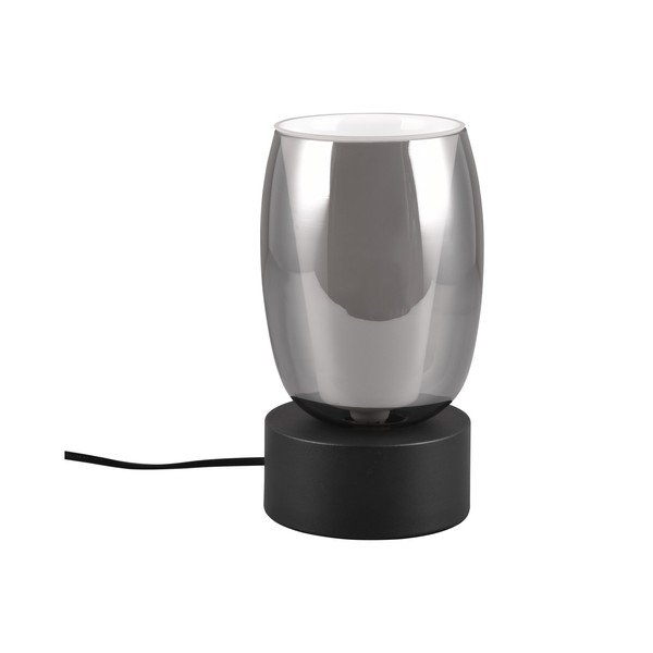 Lampada da tavolo con paralume in vetro nero e argento (altezza 24 cm) Barret - Trio Select-image-1