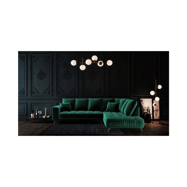 Divano angolare Devichy in velluto verde scuro, angolo destro, 288 cm Chloe - devichy-image-4